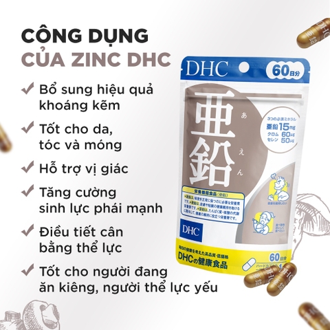 Combo Viên Uống DHC Tóc Chắc Khoẻ - Giảm Gãy Rụng 30 Ngày (Kẽm 30v & Biotin 30v)