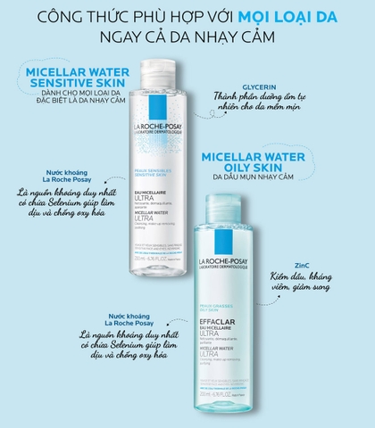 Nước Tẩy Trang La Roche-Posay Cho Da Dầu, Nhạy Cảm 400ml Effaclar Micellar Water Ultra Oily Skin