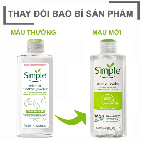 Nước Tẩy Trang Simple Dành Cho Da Nhạy Cảm Kind To Skin Micellar Cleansing Water 200ml