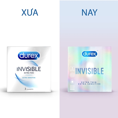 Bao Cao Su Durex Invisible Extra Thin Extra Sensitive Hộp 3 Cái
