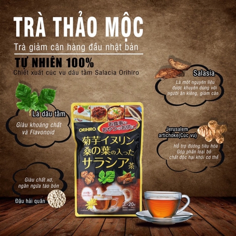 Trà Giảm Cân, Giải Độc Gan Và Hỗ Trợ Trị Tiểu Đường Salacia Orihiro 20 Gói
