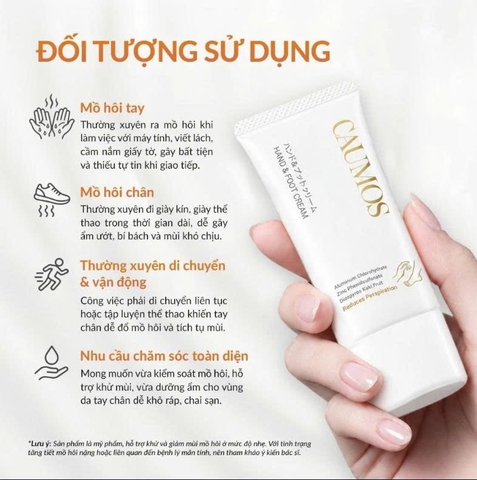 Kem Khử Mùi Hôi Chân Tay Caumos Hand & Foot Cream Giúp Khô Thoáng Giảm Tiết Mồ Hôi