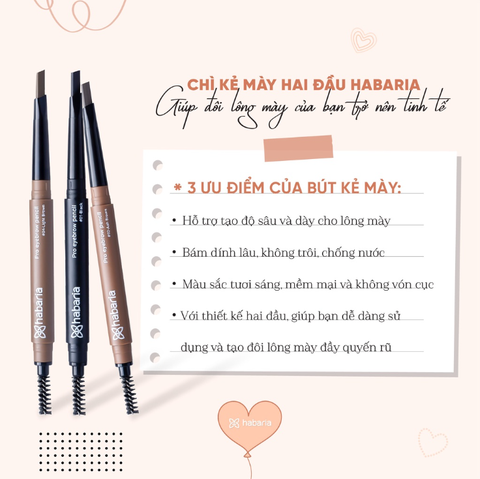 Chì Kẻ Mày Hai Đầu Không Lem Lâu Trôi Habaria Pro Eyebrown Pencil 0.3g