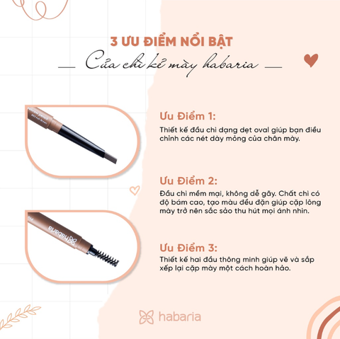 Chì Kẻ Mày Hai Đầu Không Lem Lâu Trôi Habaria Pro Eyebrown Pencil 0.3g