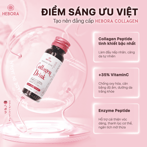 Nước Uống Hebora Collagen Drink Nhật Bản (Set 10 Chai)