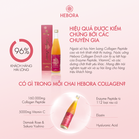 Combo 2 Chai Nước Uống Hebora Collagen Enrich Damask Rose Water Nhật Bản 500ml