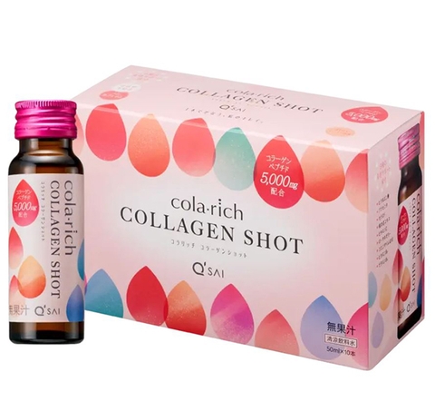 Nước Uống Đẹp Da Cola-rich Collagen Shot Q'SAI 5000mg Nhật Bản Hộp 50ml x 10 Lọ