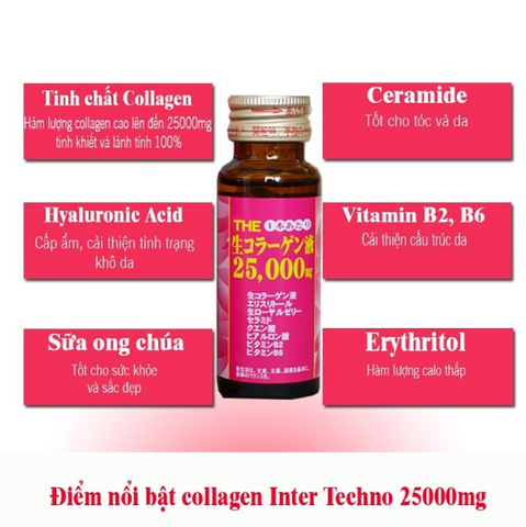 Nước Uống Collagen Inter Techno Nhật Bản 25000mg (Hộp 10 Chai X 50ml)