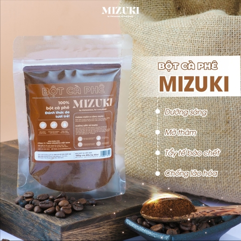Bột Cà Phê Nguyên Chất MIZUKI dưỡng sáng da, mờ thâm, tẩy tế bào chết, chống lão hóa