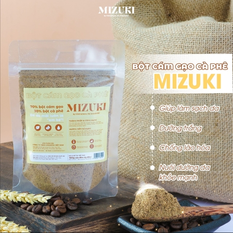 Bột Cám Gạo Cà Phê Nguyên Chất MIZUKI dưỡng sáng da, mờ thâm, tẩy tế bào chết, chống lão hóa