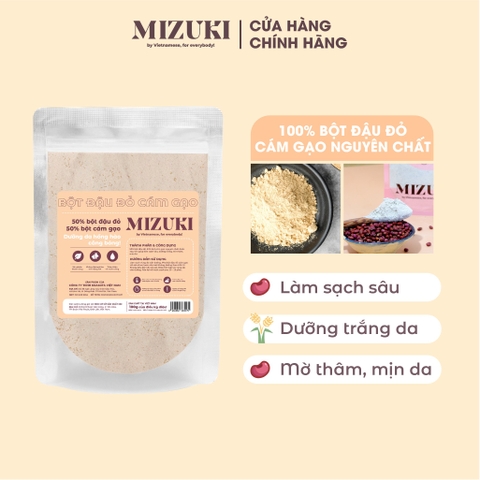 Bột Đậu Đỏ Cám Gạo Nguyên Chất MIZUKI dưỡng sáng da, mờ thâm, tẩy tế bào chết, chống lão hóa