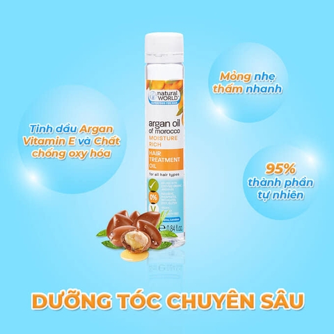 Dầu dưỡng tóc Argan oil of Morocco NATURAL WORLD 25ml - Chính Hãng