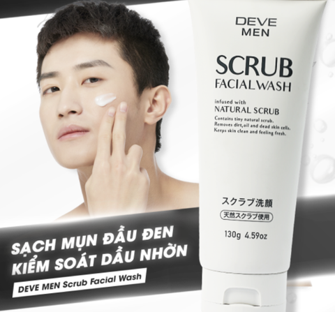 Sữa Rửa Mặt Hạt Scrub Dành Cho Nam Deve Nội Địa Nhật Bản 130g