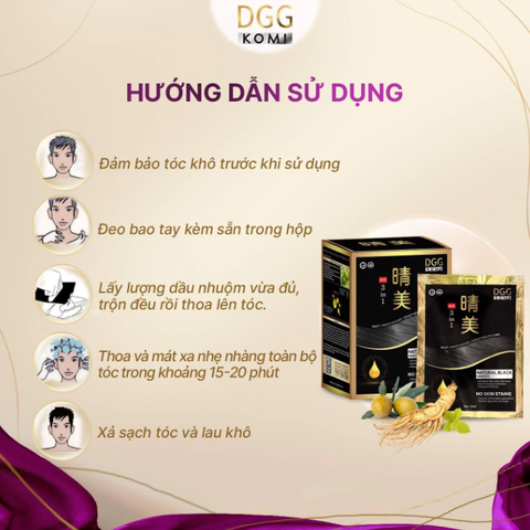 [Chính Hãng] Lẻ 1 Gói Dầu Gội Phủ Bạc DGG Komi Việt Nam Công Nghệ Độc Quyền Nhật Bản Nhuộm Tóc Thảo Dược 25ml