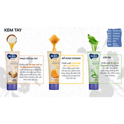 Kem Dưỡng Da Tay Aura Làm Mềm Da Tay Chân Giảm Nứt Nẻ Aura Beauty Cream Nga 75g