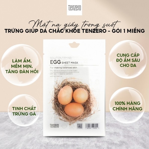 Combo 10 mặt nạ Tenzero trong suốt mix đủ loại, dưỡng da trắng sáng, cấp ẩm toàn diện Hàn Quốc 25ml