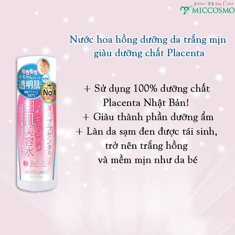 Nước hoa hồng dưỡng da trắng mịn giàu dưỡng chất Placenta WHITE LABEL PREMIUM PLACENTA ESSENCE 180ml