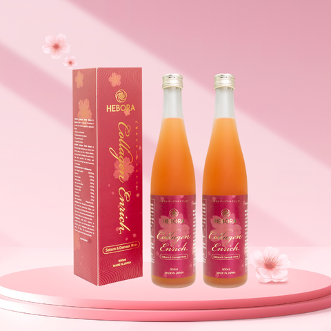 Combo 2 Chai Nước Uống Hebora Collagen Enrich Damask Rose Water Nhật Bản 500ml