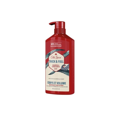 Dầu Gội Xả 2in1 Old Spice Thick & Full - Cho Mái Tóc Trông Dày Hơn 80% (650ml)