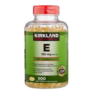 Vitamin E 400 IU Kirkland của Mỹ hộp 500 viên, Nắp đỏ