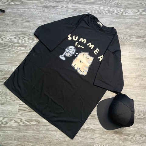 MS005 Áo Thun Unisex Nam Nữ, Áo Thun Form Rộng Thời Trang In Hình Mèo Dễ Thương Freesize