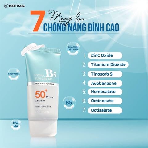 Bộ Ba Chăm Sóc Da Toàn Diện HYDRA B5 PRETTYSKIN - Serum Phục Hồi Giảm Mụn + Kem Dưỡng Ẩm Trắng Da + Kem Chống Nắng