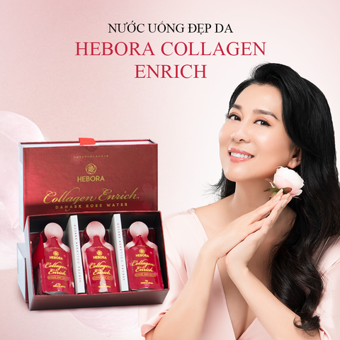 Combo 3 Hộp Nước Uống Hebora Collagen Enrich Damask Rose Water Nhật Bản (Dạng Túi)