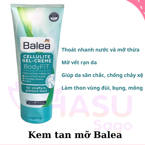 Kem Tan Mỡ Làm Săn Chắc Bụng, Đùi, Mông BALEA BODY FIT CELLULITE GEL - CREME 200ml Đức