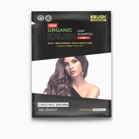Combo 3 Gói Dầu Gội Nhuộm Tóc Hữu Cơ Thiên Nhiên KRUSH 25ml Anh Quốc Chính Hãng - Màu Hạt Dẻ