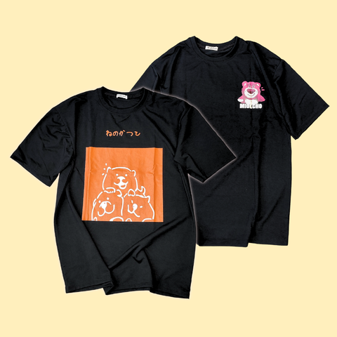 MS007 - MS014 Áo Thun Unisex Nam Nữ, Áo Thun Form Rộng Thời Trang In Hình Dễ Thương Freesize