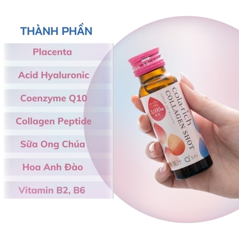 Nước Uống Đẹp Da Cola-rich Collagen Shot Q'SAI 5000mg Nhật Bản Hộp 50ml x 10 Lọ