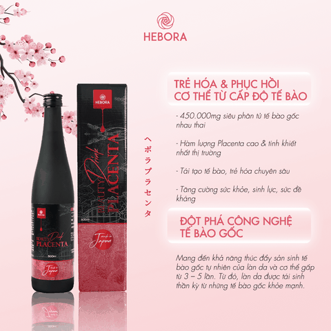 Nước Uống Tế Bào Gốc Nhau Thai Hebora Placenta Nhật Bản 500ml