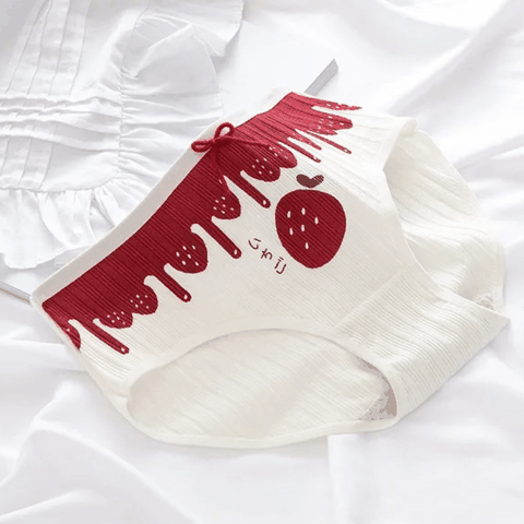 [Mã S15] Quần Lót Nữ Cotton Gân Tăm Dâu Tây Đỏ, Quần Chip Nữ Chống Vi.êm Mềm Mại Thoáng Mát