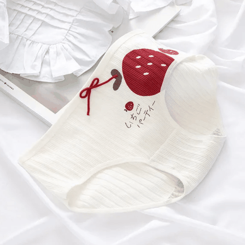 [Mã S15] Quần Lót Nữ Cotton Gân Tăm Dâu Tây Đỏ, Quần Chip Nữ Chống Vi.êm Mềm Mại Thoáng Mát