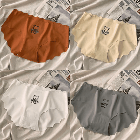 [S26] Quần Lót Nữ Thun Lạnh Hình Gấu Cute Chất Su Mát Không Lộ Viền Đáy Kháng Khuẩn Co Dãn Tốt 008