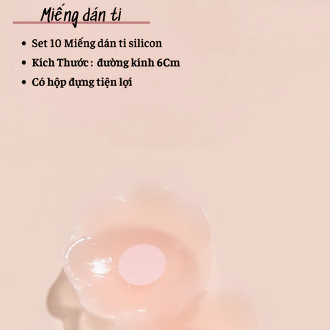 Miếng Dán Ngực Silicone Che Đầu Ti Che Đầu Nhũ Hoa Tàng Hình Siêu Dính - Hộp 5 Cặp (10 Miếng)
