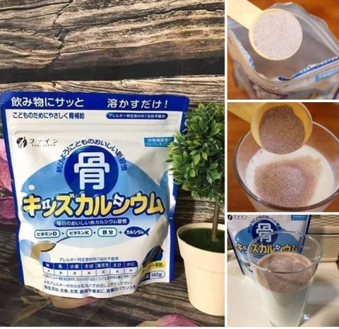 Bột Canxi Cá Tuyết Fine Bone's Calcium For Kids FINE JAPAN bổ sung Canxi phát triển chiều cao gói 140g