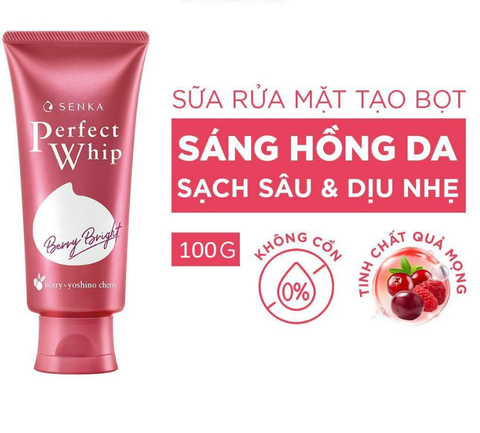 Sữa rửa mặt Senka Perfect Whip Nhật Bản 120g giúp sáng da, mờ thâm, chống lão hóa, giảm mụn