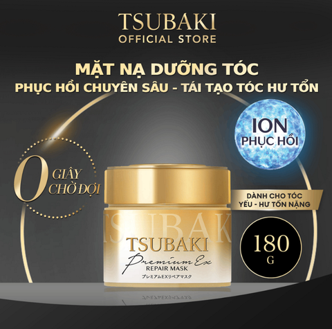 Bộ Ba Gội Xả Tsubaki Premium EX Intensive Repair 490ml (Đen) & Mặt Nạ Tóc Phục Hồi Hư Tổn Tsubaki 180g