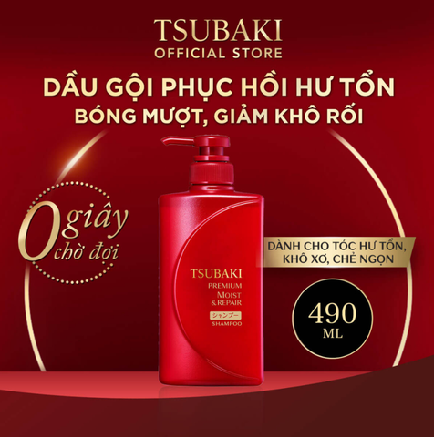Dầu gội xả Dưỡng tóc bóng mượt Premium Moist Tsubaki 490ml
