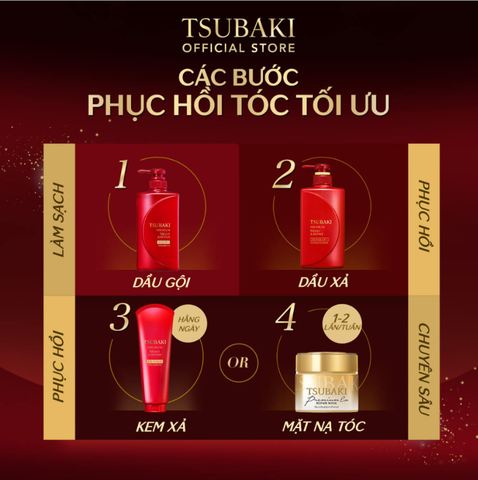 Dầu gội xả Dưỡng tóc bóng mượt Premium Moist Tsubaki 490ml