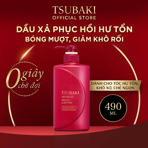 Bộ Ba Gội Xả Tsubaki Premium Moist 490ml (Đỏ) & Mặt Nạ Tóc Phục Hồi Hư Tổn Tsubaki 180g