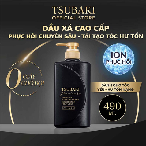 Bộ Ba Gội Xả Tsubaki Premium EX Intensive Repair 490ml (Đen) & Mặt Nạ Tóc Phục Hồi Hư Tổn Tsubaki 180g