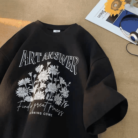 MS013 Áo Thun Unisex Nam Nữ, Áo Thun Form Rộng Thời Trang In Chữ ART ANSWER Dễ Thương Freesize