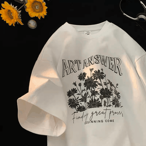MS013 Áo Thun Unisex Nam Nữ, Áo Thun Form Rộng Thời Trang In Chữ ART ANSWER Dễ Thương Freesize
