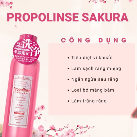 Nước súc miệng Propolinse Sakura 150ml mini – Màu hồng