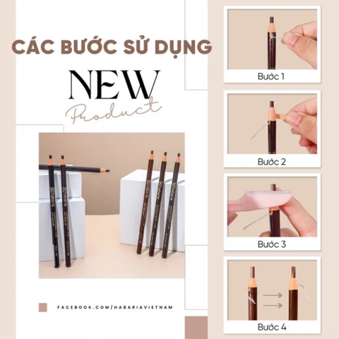 [Chính hãng] Chì xé kẻ mày Habaria Eyebrow Pencil 4.5g lên màu tự nhiên, sắc nét, dạng xé tiện lợi