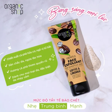 Bộ đôi Tẩy da chết mặt Oganic Shop 75ml + Sữa rửa mặt se khít lỗ chân lông Rosette 120g sáng da mịn màng