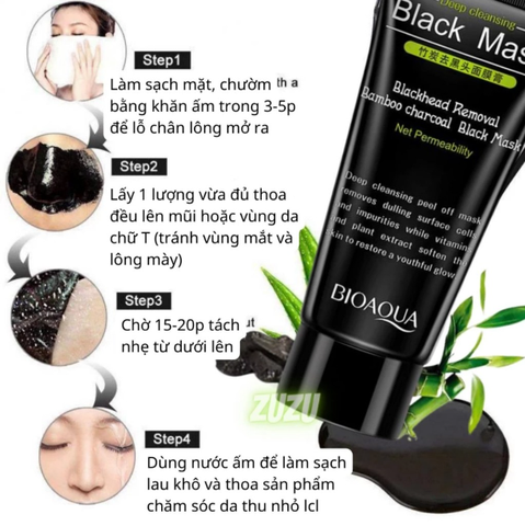 Tuýp Gel Lột Mụn Đầu Đen Than Tre Hoạt Tính Bioaqua 60g Sạch Mụn Đầu Đen