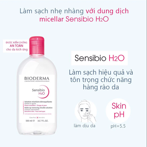 Nước Tẩy Trang Bioderma Dành Cho Da Dầu, Da Nhạy Cảm Sensibio/Sébium H2O 500ml